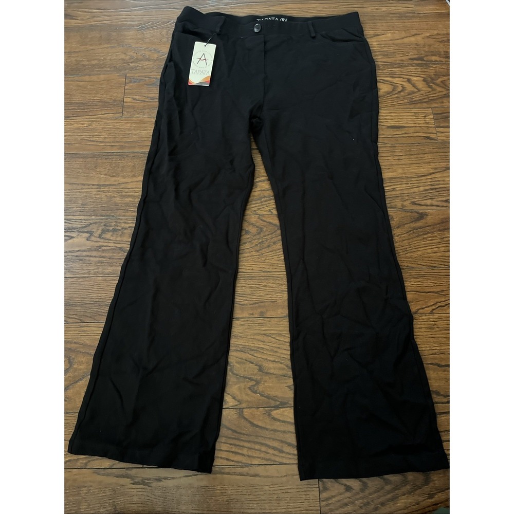 Tapata Women's Stretchy Dress Straight Leg Pants Size XL 16 Black Pull-On NWT